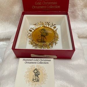 Collectible Vintage Hummel “Looks Like Rain” Gold Christmas Ornament 24K Gold